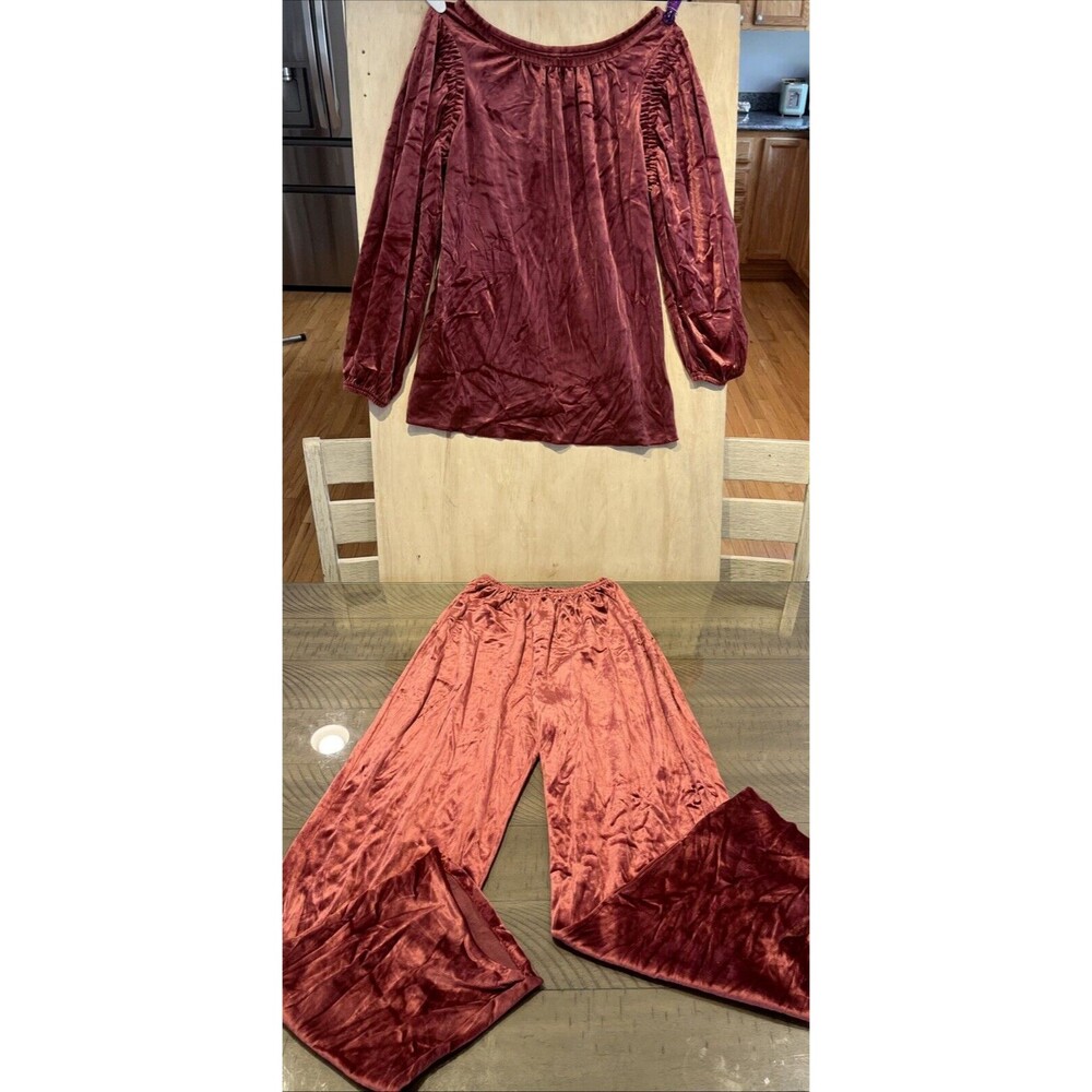 Vintage Womens Velour Leisure suit Holiday Christmas outfit Suit Sz M Deena Cali - Picture 1 of 10